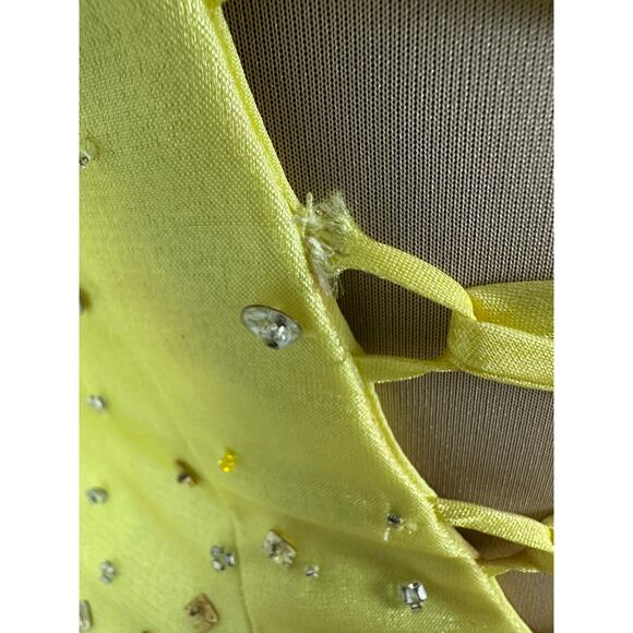 Vintage Y2K NIght Moves Size 8 Canary Yellow Prom Dress Formal Gown 2000s - Picture 7 of 16